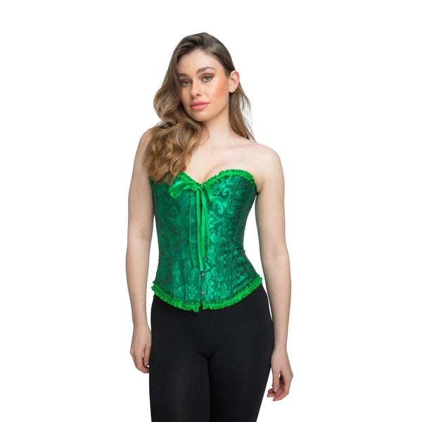 Deluxe Satin/Lace Corset - Green